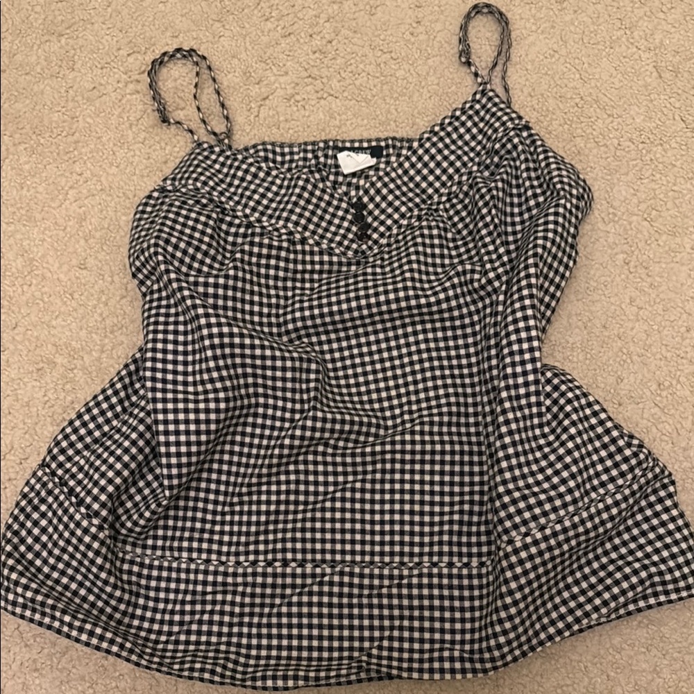 J. Crew Black and White Smocked Camisole